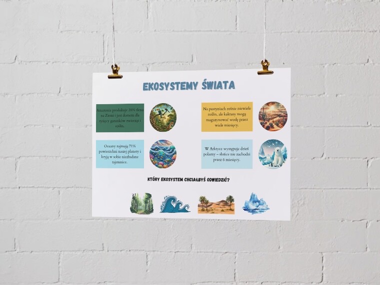Plakaty z ciekawostkami. Zwierzęta. Rośliny. Ekosystemy. Jak dbać o ziemię?