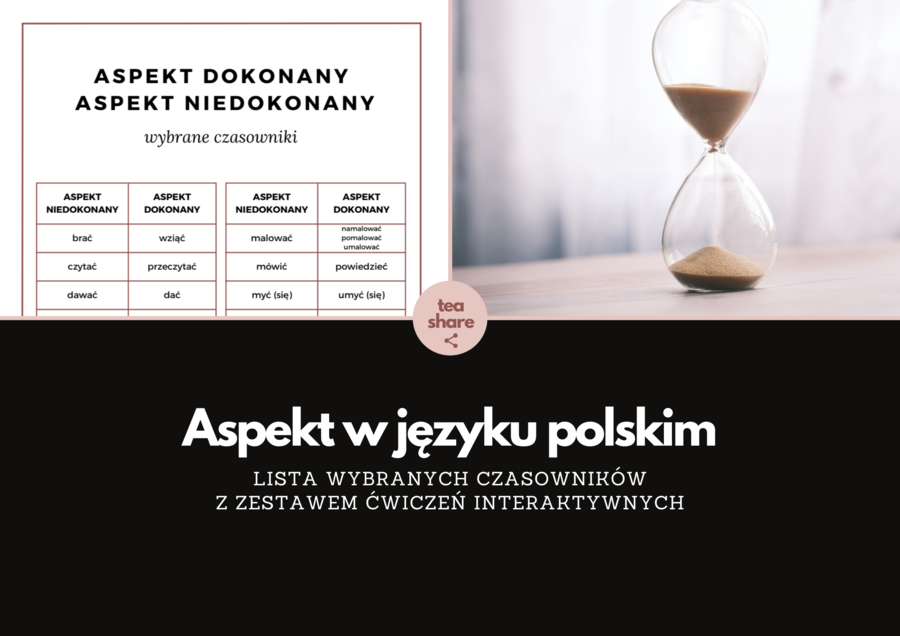 ASPEKT DOKONANY I NIEDOKONANY lista 48 par aspektowych + ćwiczenia online POLSKI DLA OBCOKRAJOWCÓW