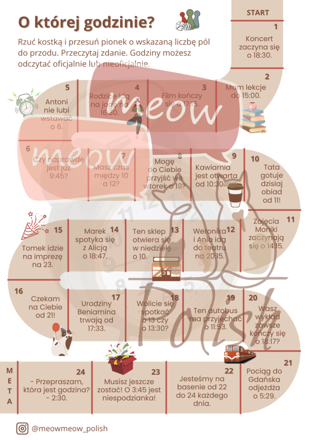 Odczytywanie godzin - JPJO A0-A1