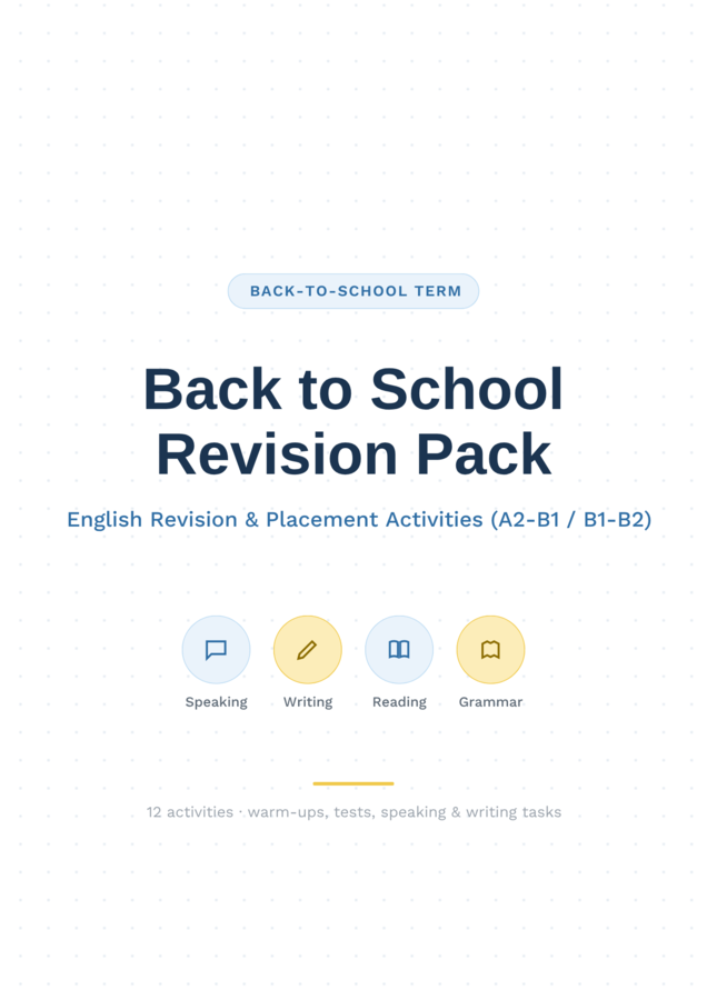 Back to School Revision Pack - powtórka i diagnoza po wakacjach | Angielski A2-B2