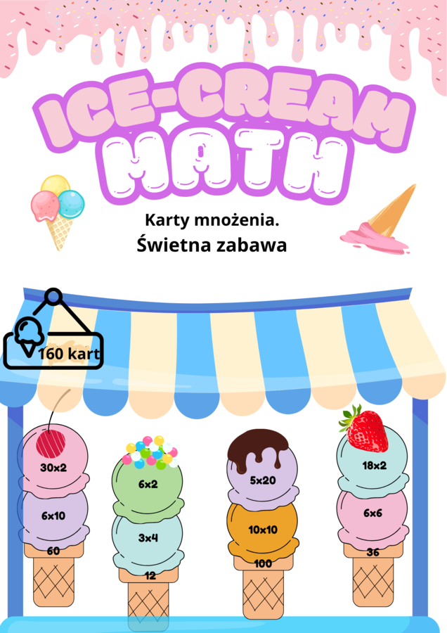 🍦 Ice-Cream Math – karty z tabliczka mnożenia🍦