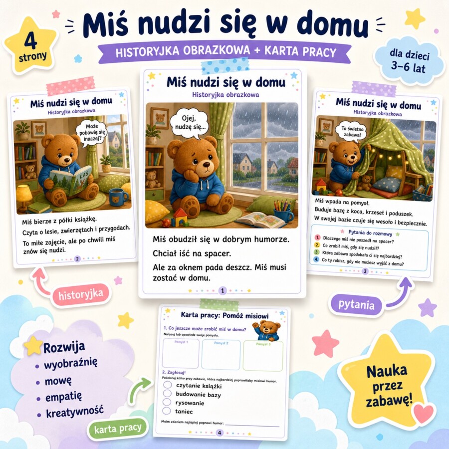 Miś nudzi się w domu