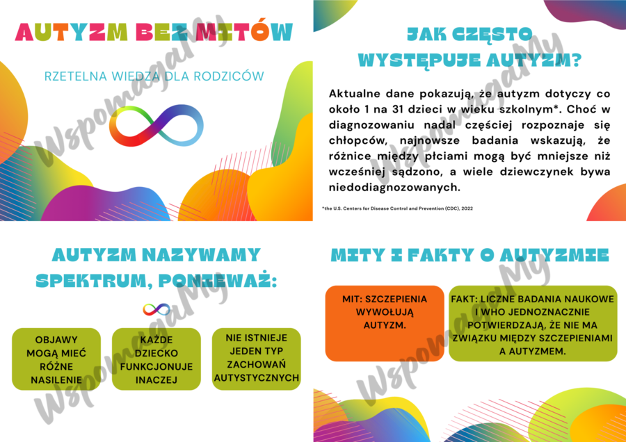 AUTYZM BEZ MITÓW gazetka dla rodziców do przedszkola PSYCHOLOG/PEDAGOG