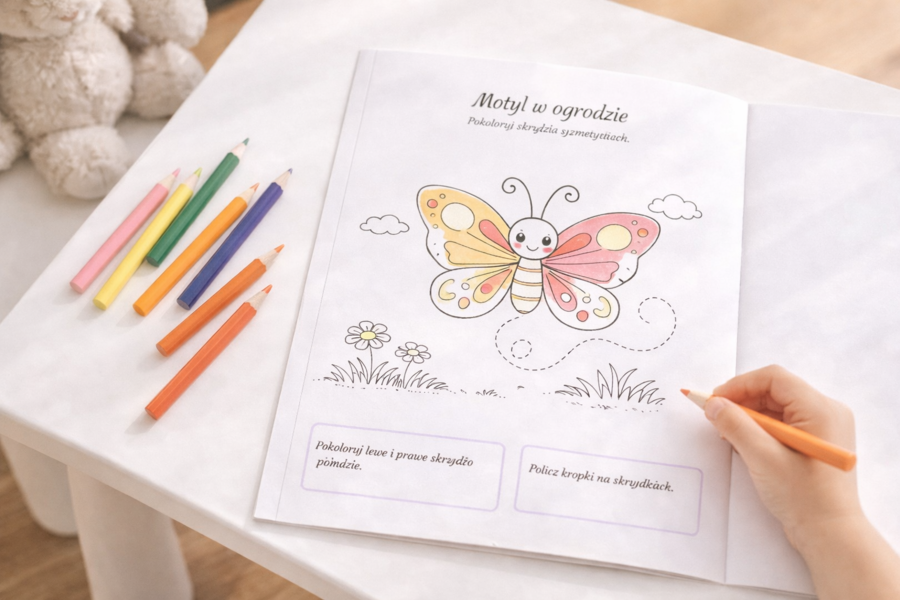 Kolorowanka: Róża, Jagoda i ogród mamy