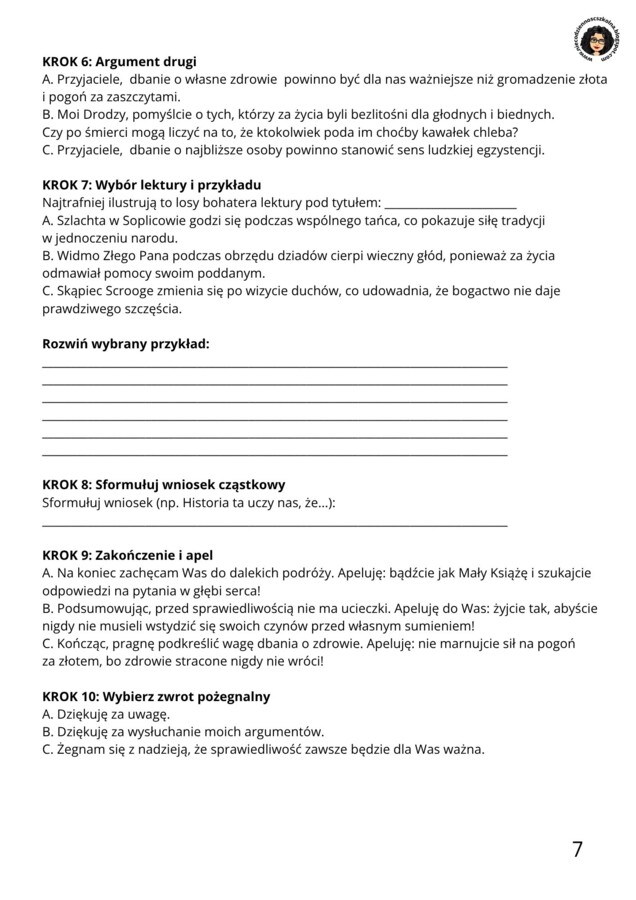 MISJA  PRZEMÓWIENIE TRENING ARGUMENTACYJNY  8 zestawów