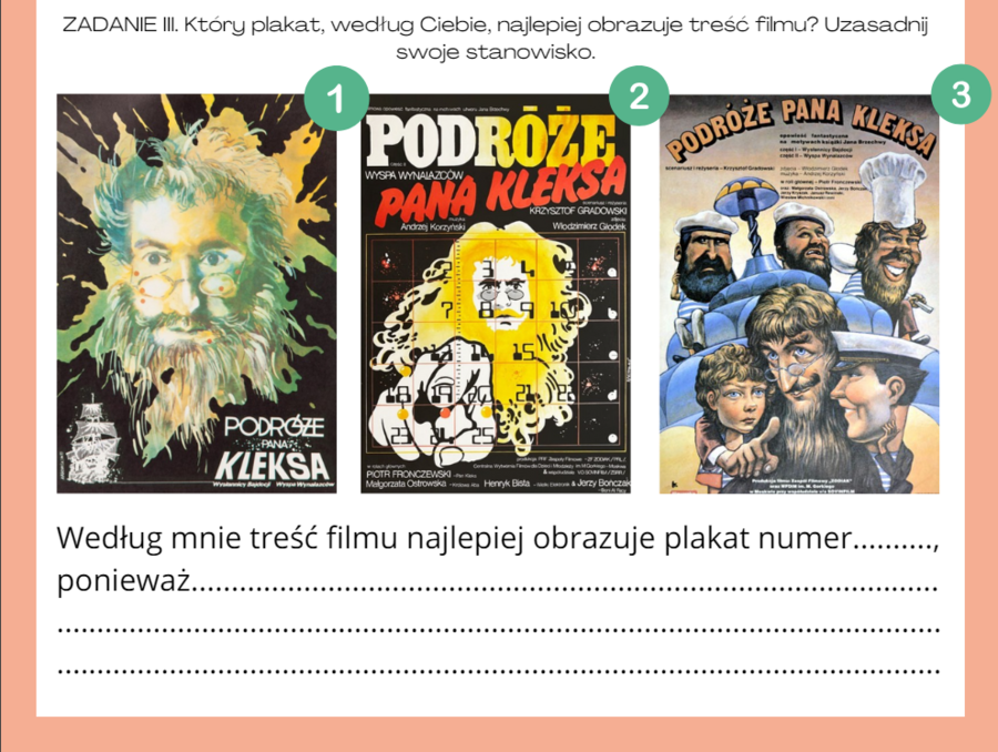 Podróże Pana Kleksa - karta pracy po obejrzeniu filmu