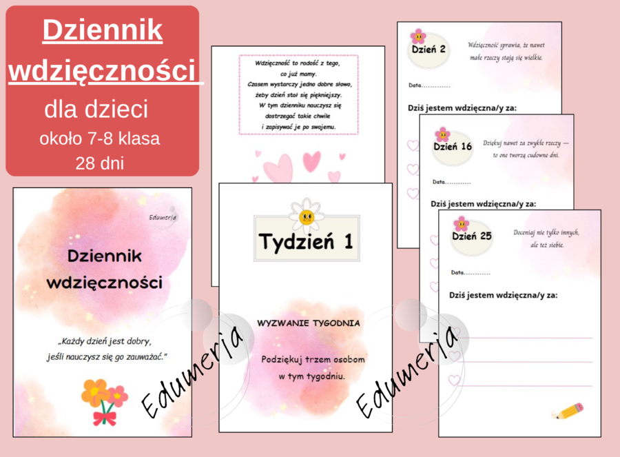 „Dziennik wdzięczności dla uczniów 7-8” – 28 dni uważności, refleksji i radości z codzienności. klasy7-8