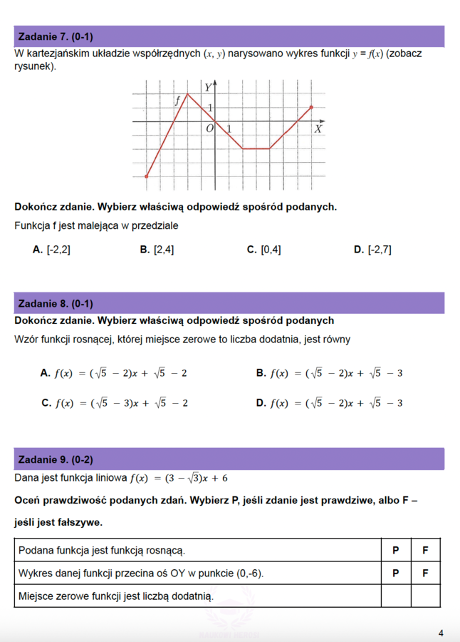 Arkusz próbny z matematyki nr 4