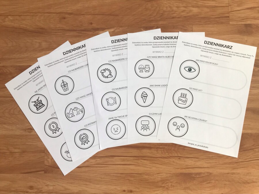 Dziennikarz - karty z pytaniami # TUS #treningumiejętnościspolecznych