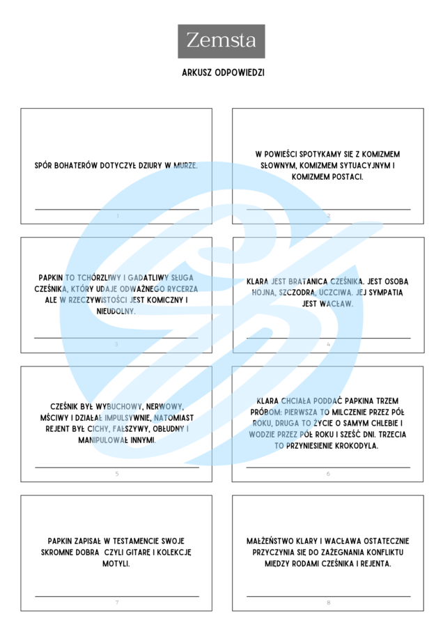 Zemsta – Aleksander Fredro | Karty do lektury