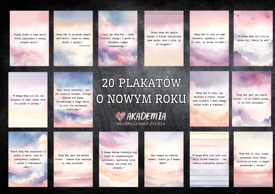 PLAKATY Z CYTATAMI NA NOWY ROK - IDEALNE NA GAZETKĘ