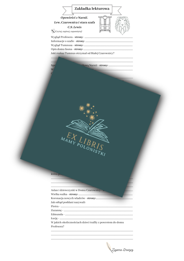 Zakładki lekturowe - ,,Opowieści z Narnii. Lew, Czarownica i stara szafa"