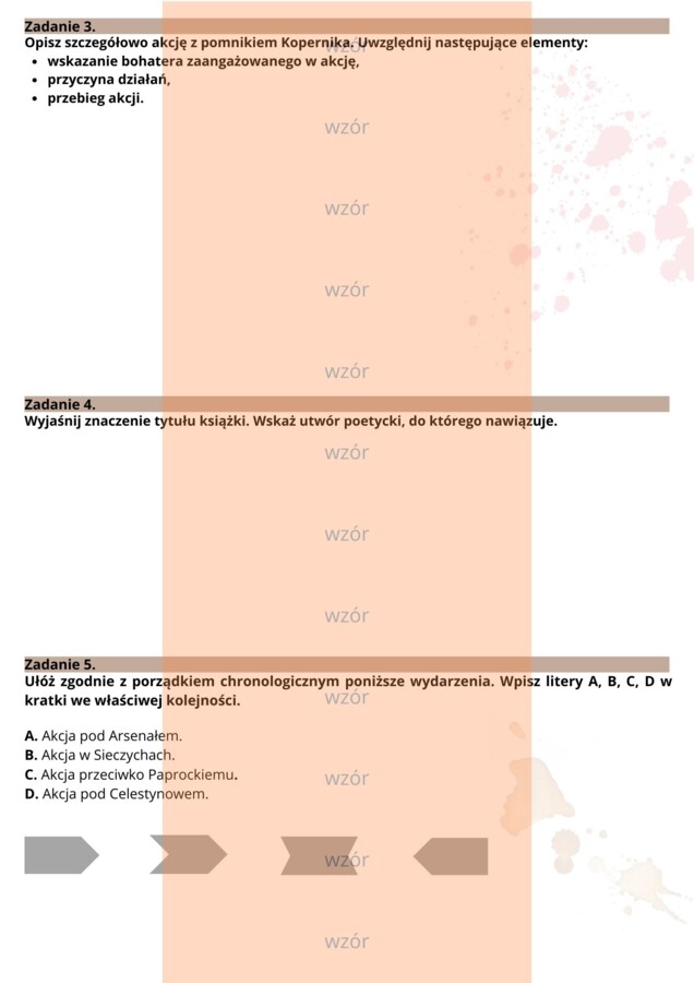 Kamienie na szaniec - sprawdzian