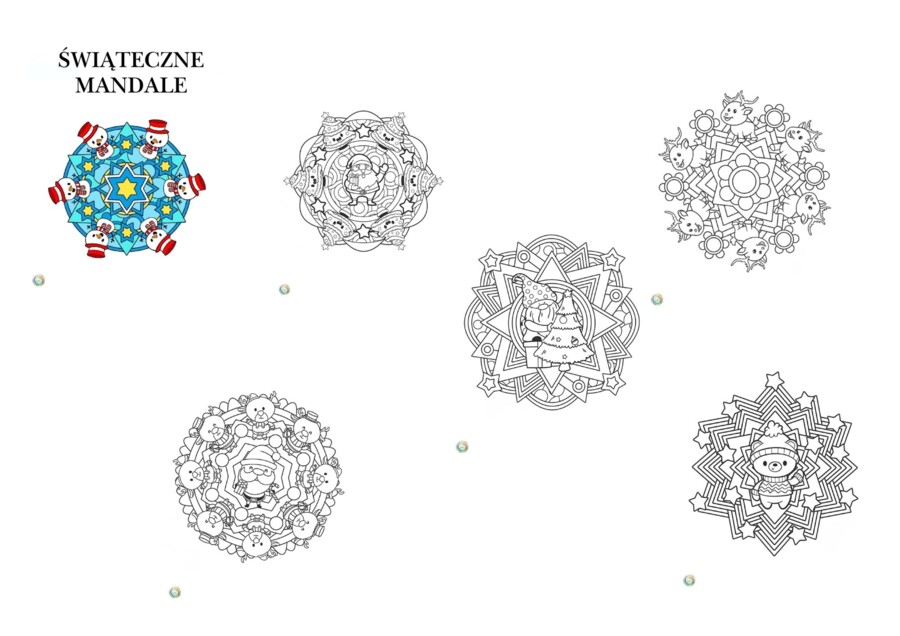 ŚWIĄTECZNE MANDALE. KOLOROWANKI.