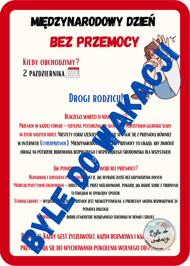Ulotka dla rodziców na Międzynarodowy Dzień Bez Przemocy