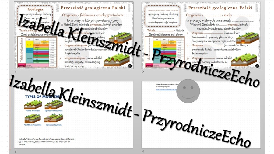 Minizestaw na temat „Przeszłość geologiczna Polski” – sketchnotka + karta pracy w power point + gratisowy link do prezentacji multimedialnej niekomercyjnej wykonanej w genial.ly do indywidualnego pobrania i użycia do celów niekomercyjnych. Geografia 7, „