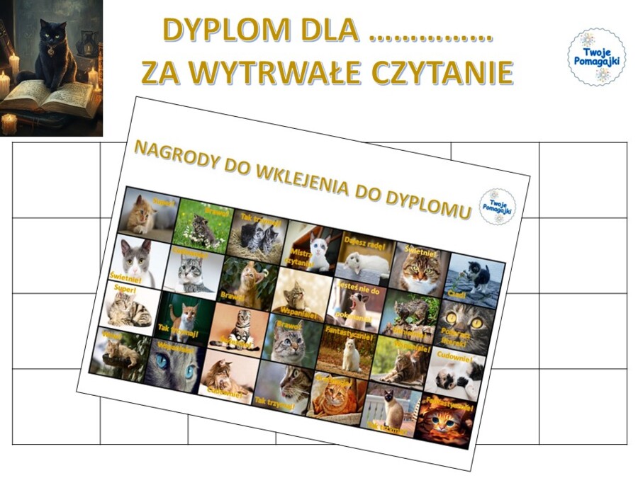 Dyplom za czytanie - kotki 😸 - zachęta do czytania