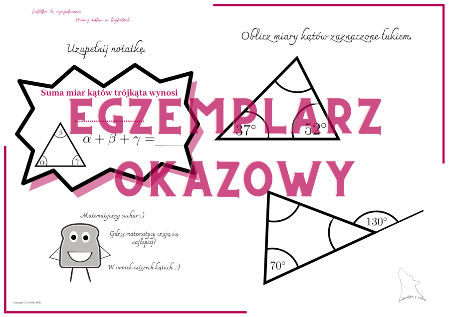 Miary kątów w trójkątach - notatka do uzupełnienia