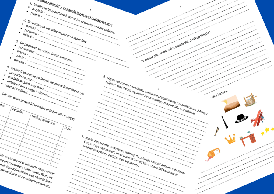"MAŁY KSIĄŻĘ" - ćwiczenia językowe i redakcyjne po omówieniu lektury