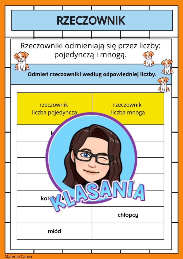 Rzeczownik- rodzaje i liczby rzeczownika