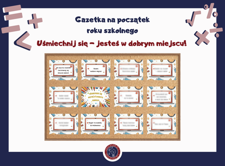 Uśmiechnij się - jesteś w dobrym miejscu! | Gazetka na początek roku szkolnego | Gotowy PDF do druku