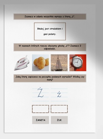 Ż i ż. Karta pracy. Sprawdzian