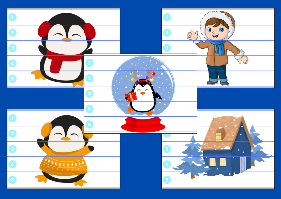 ZIMA – puzzle – biblioteka – świetlica – przedszkole – 10 wersji