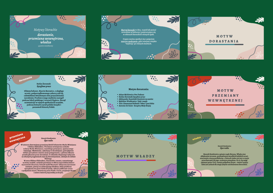 MOTYWY LITERACKIE - dorastanie, przemiana, władza - prezentacja – 24 slajdy – lektury kl.7-8 i nie tylko – egzamin – powtórzenie