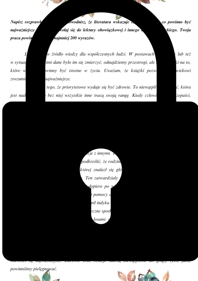 Rozprawka dotycząca wartości i literatury! Do wydruku i pracy na lekcji. HIT!