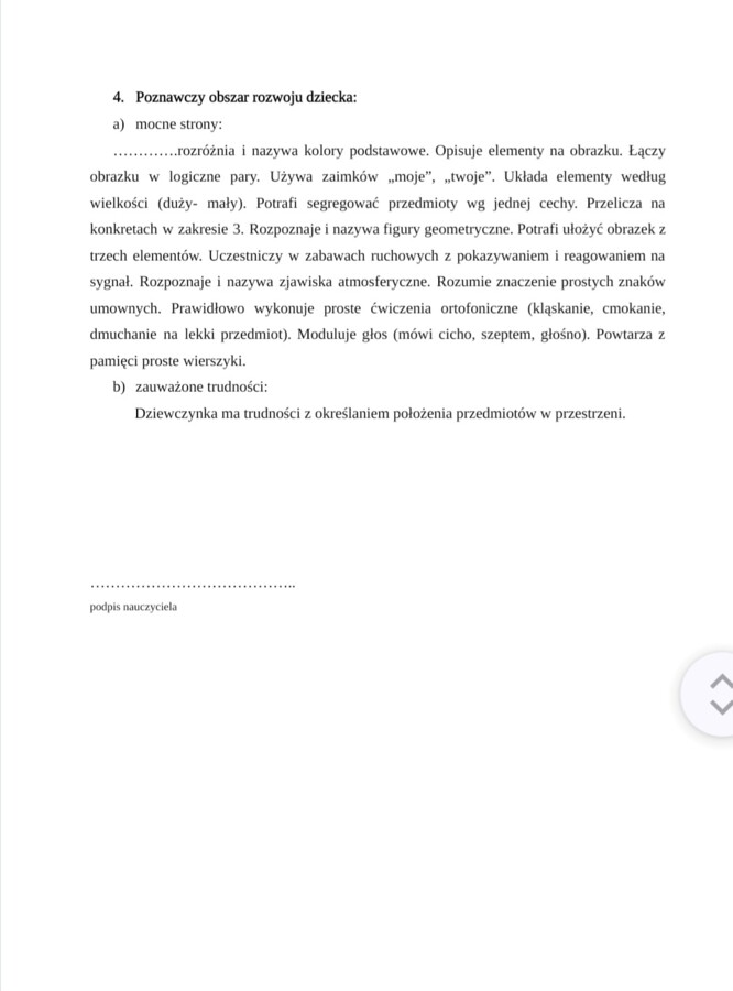 Obserwacja dziecka 3 letniego