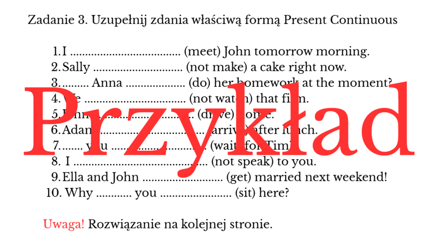 Present Continuous- gotowa lekcja