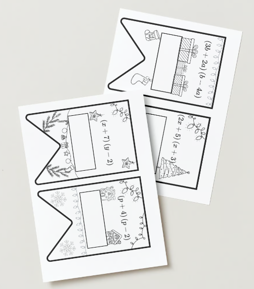 Girlanda świąteczna - wyrażenia algebraiczne - mnożenie sum algebraicznych