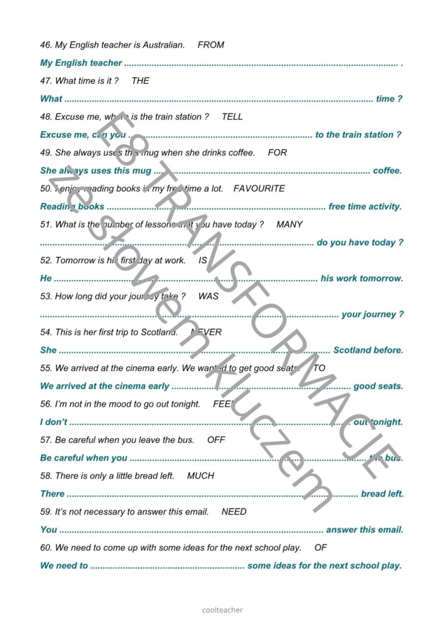 E8 Transformacje zdań ze słowem kluczem