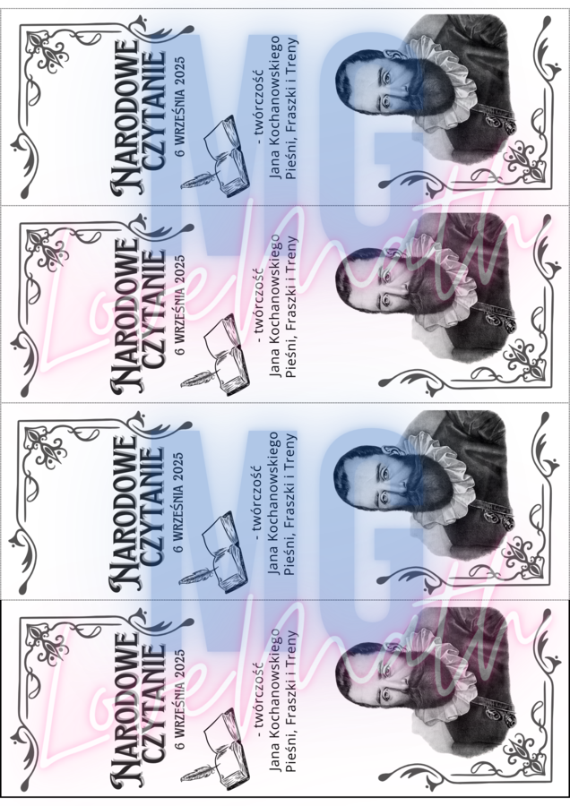 Narodowe czytanie 2025 - Jan Kochanowski - plakat, napisy, twórczość poety, dyplom, zakładki do książek