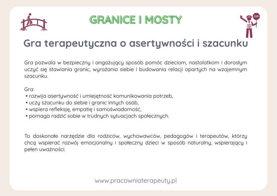 Gra terapeutyczna o asertywności i szacunku „Granice i mosty”