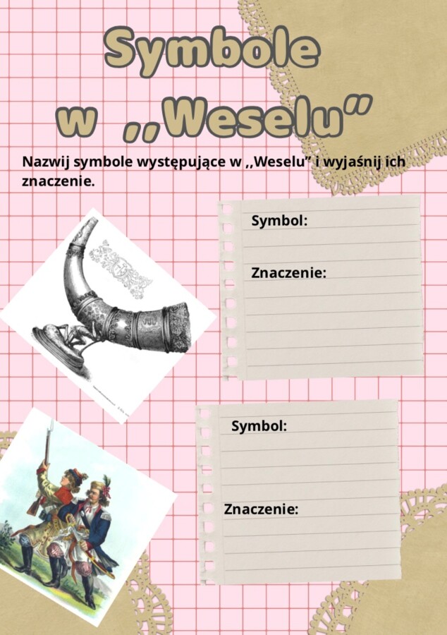 Symbole w ,,Weselu". Karty pracy