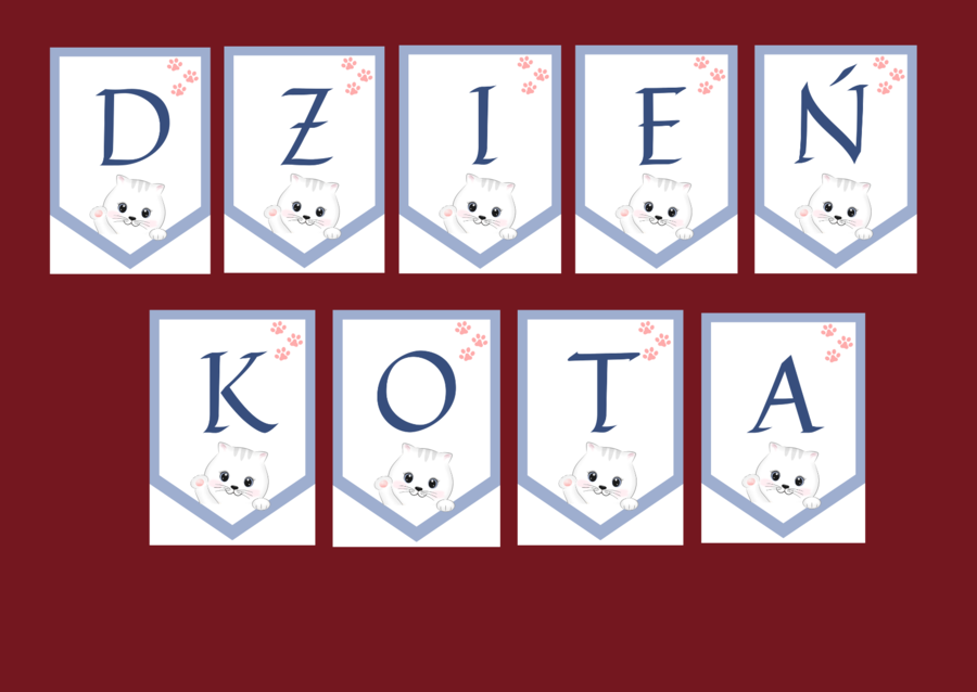 DZIEŃ KOTA – girlanda – napis – 2 wersje – gazetka