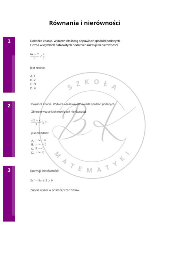 Matematyka bez tajemnic - powtórka do matury na poziomie podstawowym