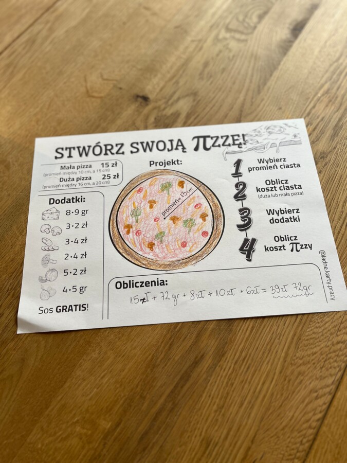 DZIEŃ LICZBY PI / ŚWIĘTO LICZBY PI - Stwórz swoją PIzzę - tabliczka mnożenia / ułamki dziesiętne
