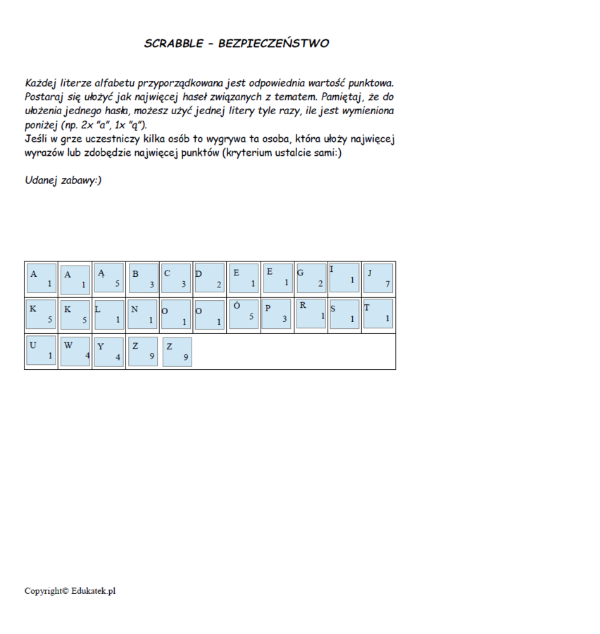Scrabble - nauka czytania