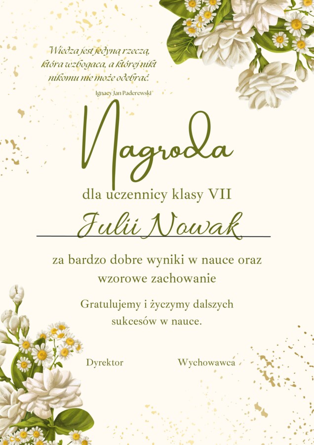 Wzory dyplomów i druków na zakończenie roku szkolnego