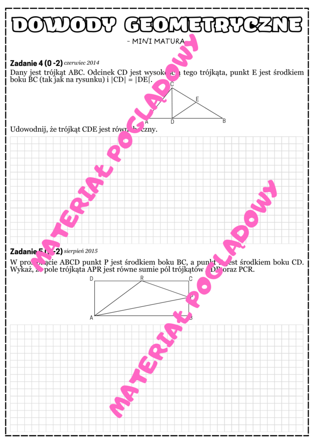 MINI MATURA. MATEMATYKA. Dowody algebraiczne i geometryczne.