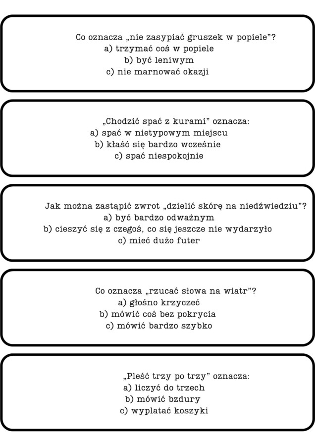 Lekcja z przesiadką-związki frazeologiczne.