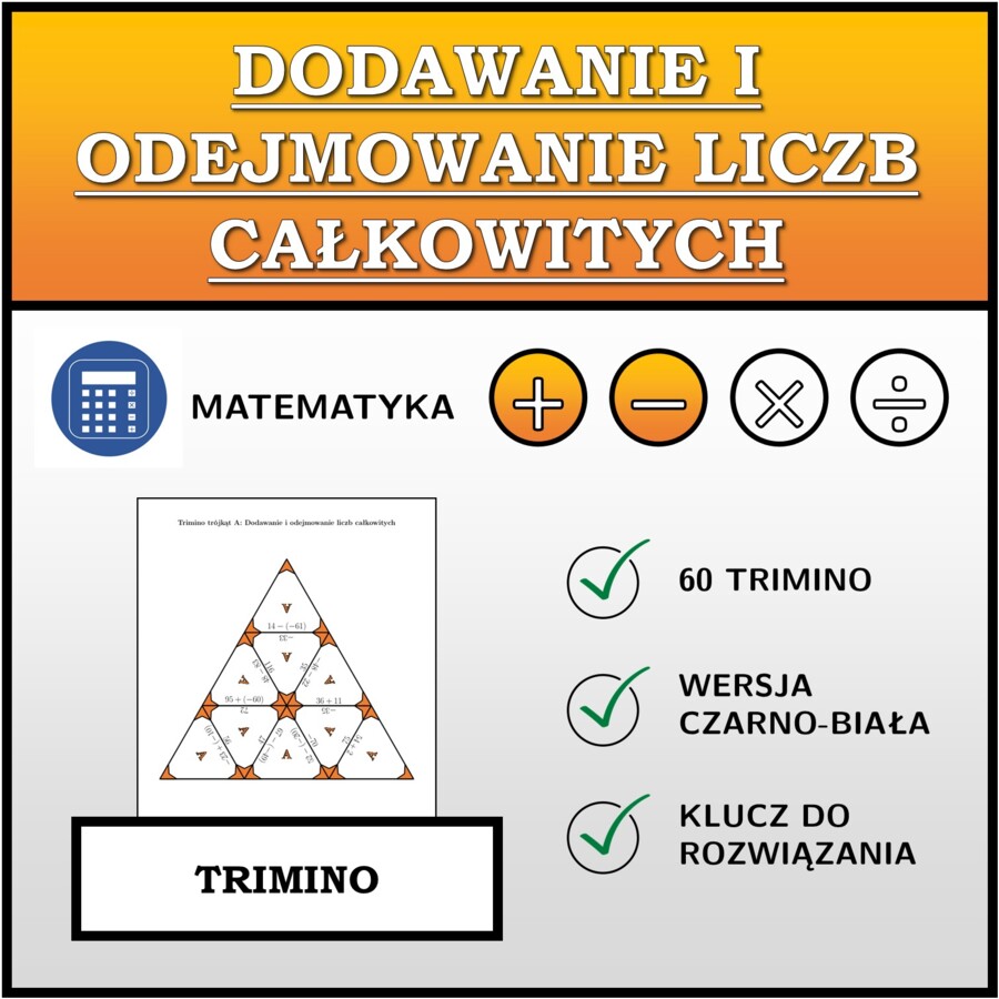 Trimino - Dodawanie i odejmowanie liczb całkowitych | matematyka
