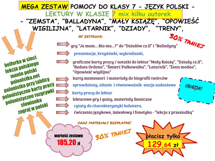 Zestaw do klasy 7 - język polski