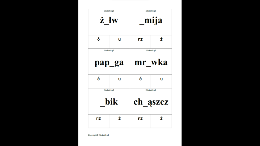 Klamerkowa ortografia – zwierzęta (mini pakiet)