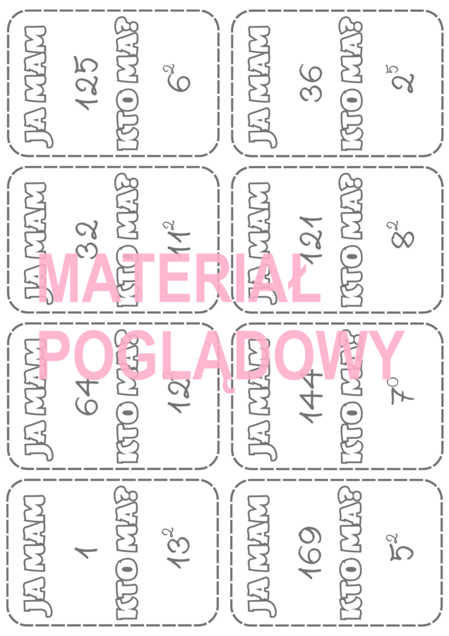 Ja mam...., kto ma...? - obliczanie potęg