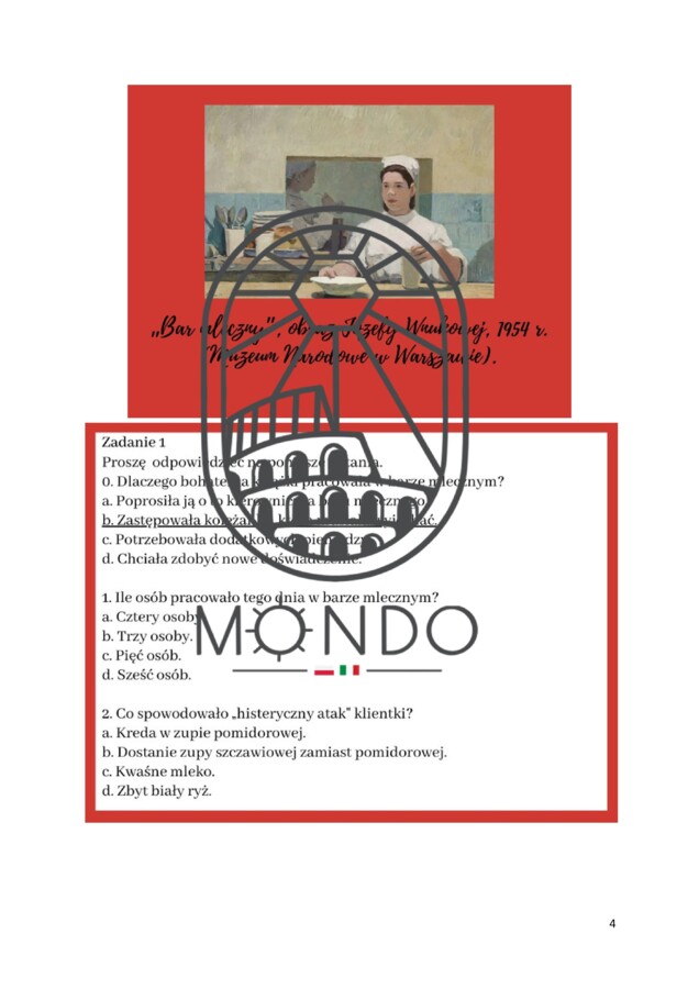 JPJO C1: Polskie bary mleczne na podstawie fragmentu „Kochana rodzinka i ja” Natalii Rolleczek