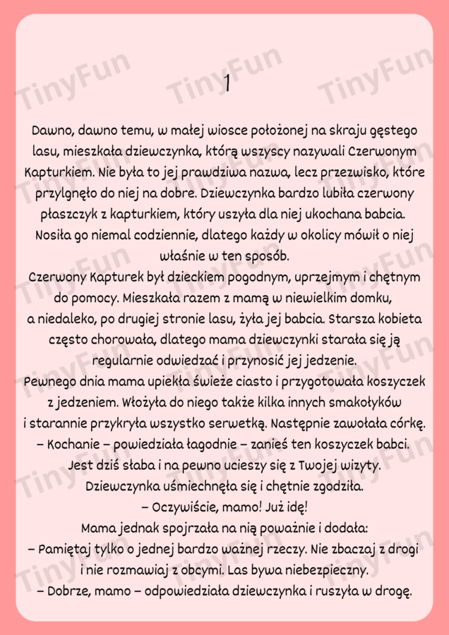 Czerwony Kapturek – bajka, kolorowanki i teatrzyk dla dzieci 🎭📖