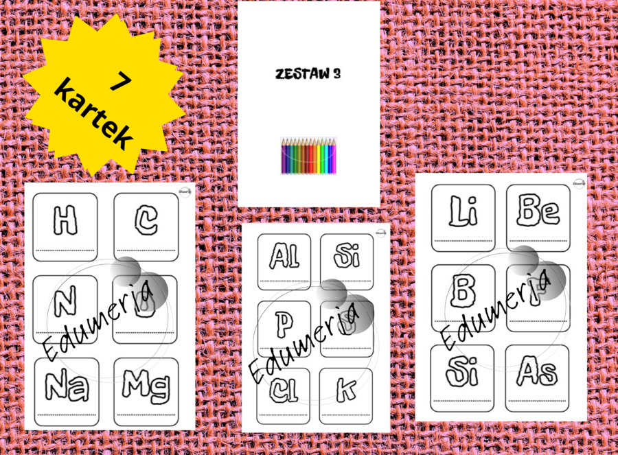 Proste karty z symbolami pierwiastków - DO KOLOROWANIA – idealne na lekcje chemii, powtórki, zastępstwa i zadania dla chętnych! Do pobrania i wydrukowania od razu